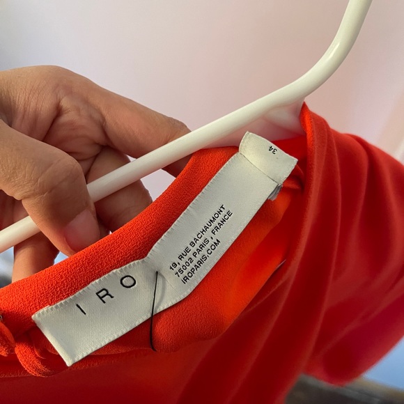 Orange silk dress with ruffles and bell sleeve from IRO size US 4 - Picture 5 of 5